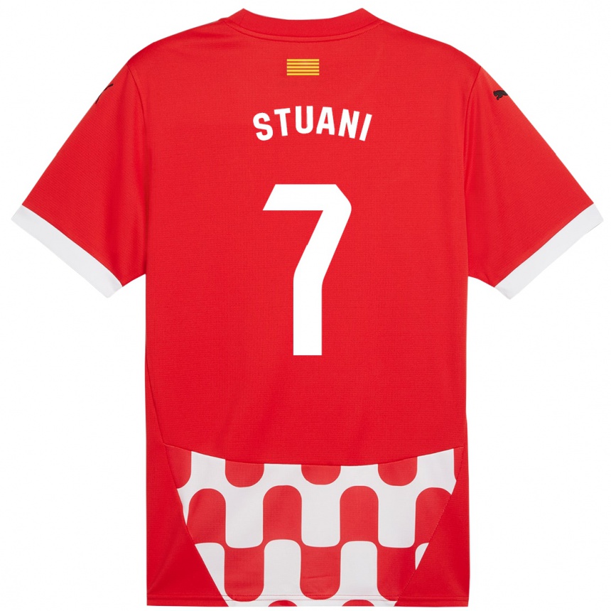 Niño Fútbol Camiseta Cristhian Stuani #7 Rojo Blanco 1ª Equipación 2024/25 Perú