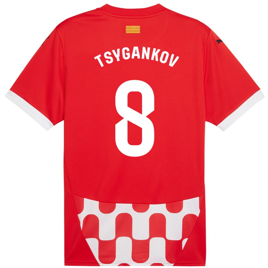 Niño Fútbol Camiseta Viktor Tsygankov #8 Rojo Blanco 1ª Equipación 2024/25 Perú