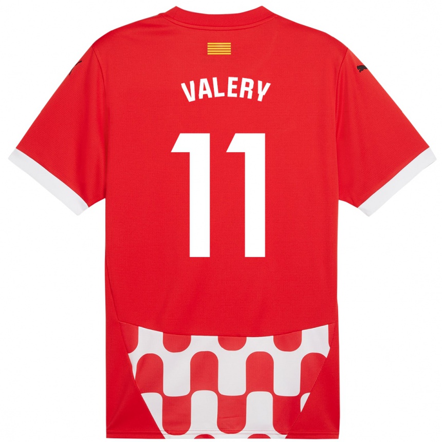 Niño Fútbol Camiseta Valery Fernández #11 Rojo Blanco 1ª Equipación 2024/25 Perú