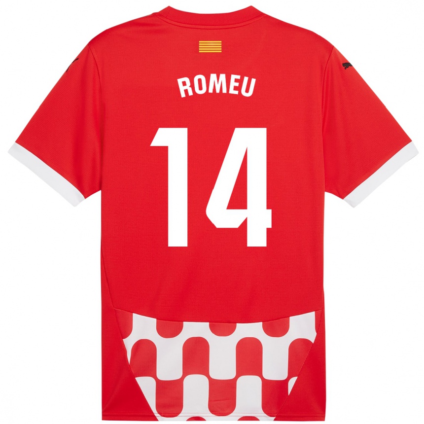 Niño Fútbol Camiseta Oriol Romeu #14 Rojo Blanco 1ª Equipación 2024/25 Perú