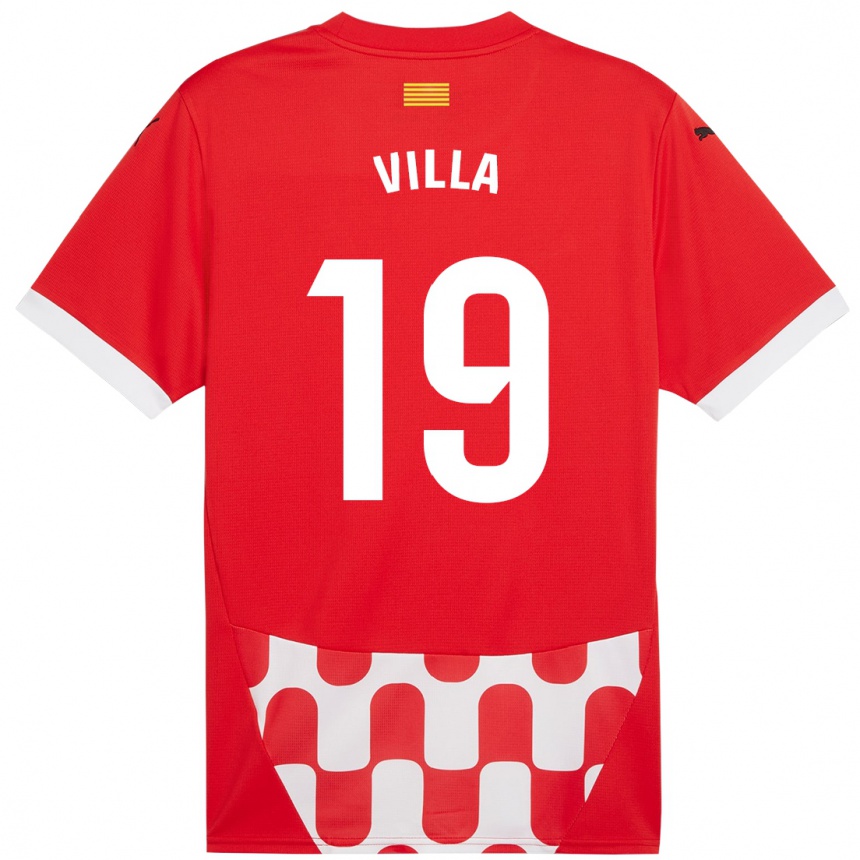 Niño Fútbol Camiseta Toni Villa #19 Rojo Blanco 1ª Equipación 2024/25 Perú