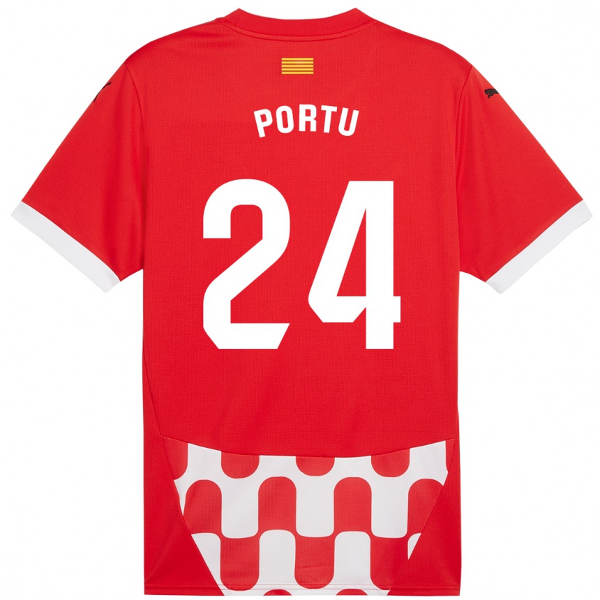 Niño Fútbol Camiseta Portu #24 Rojo Blanco 1ª Equipación 2024/25 Perú