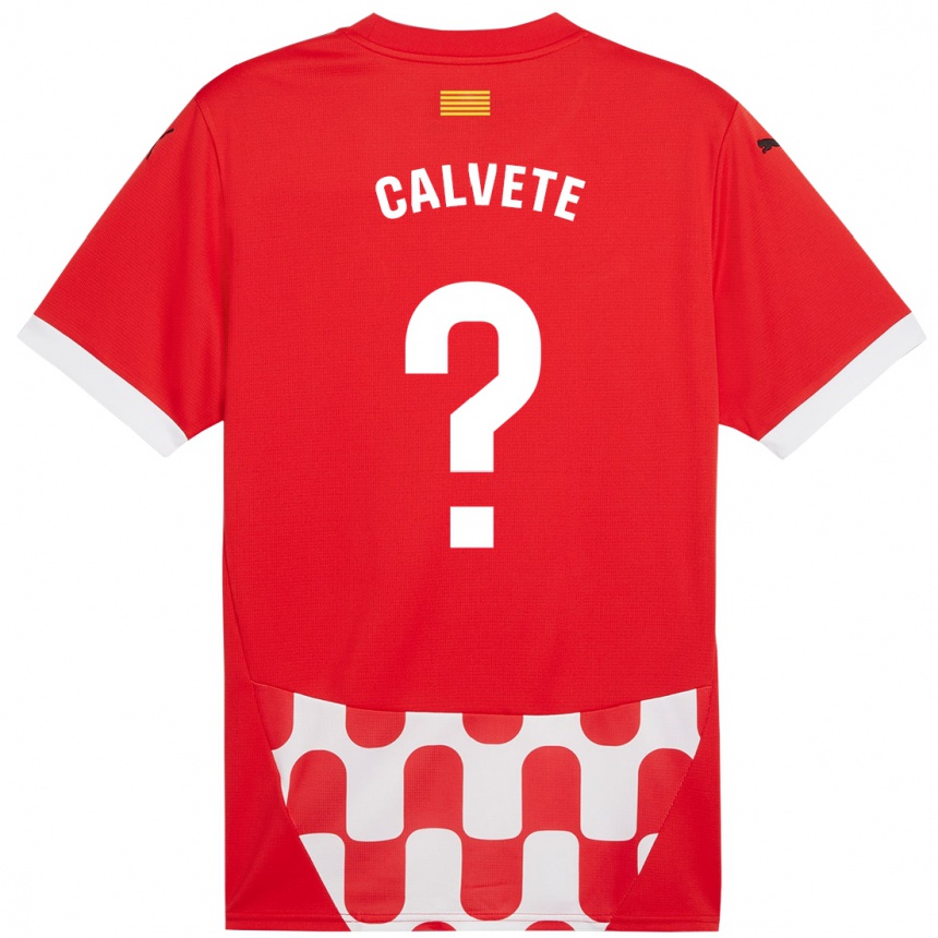 Niño Fútbol Camiseta Pablo Calvete #0 Rojo Blanco 1ª Equipación 2024/25 Perú