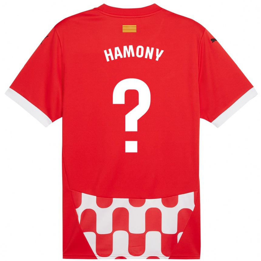 Niño Fútbol Camiseta Mohammed Hamony #0 Rojo Blanco 1ª Equipación 2024/25 Perú