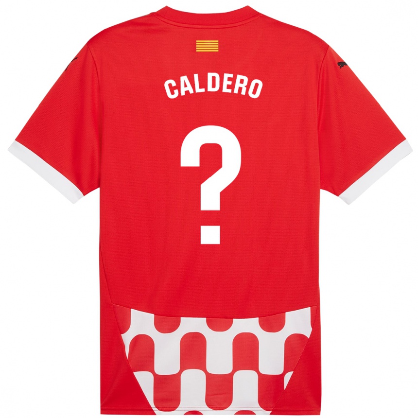 Niño Fútbol Camiseta Nil Caldero #0 Rojo Blanco 1ª Equipación 2024/25 Perú