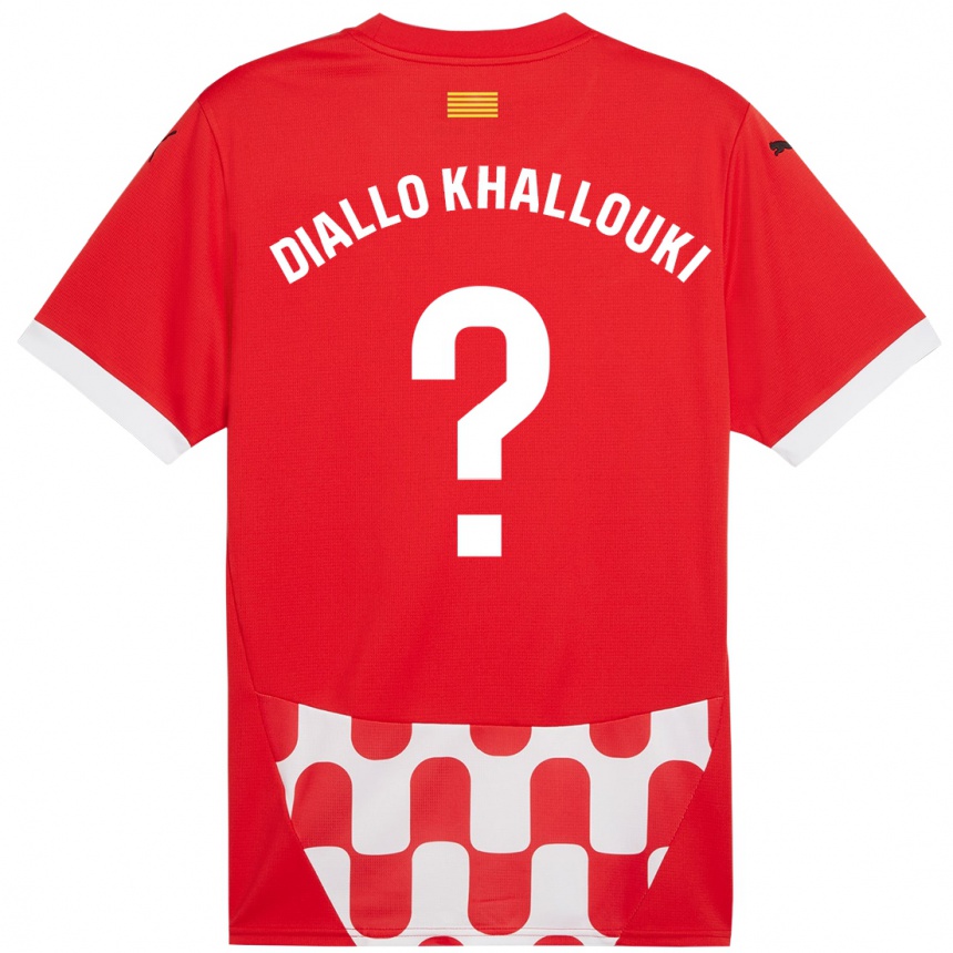 Niño Fútbol Camiseta Siaka Diallo Khallouki #0 Rojo Blanco 1ª Equipación 2024/25 Perú