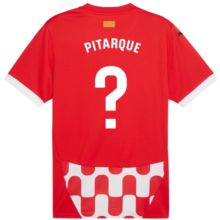 Niño Fútbol Camiseta Víctor Pitarque #0 Rojo Blanco 1ª Equipación 2024/25 Perú