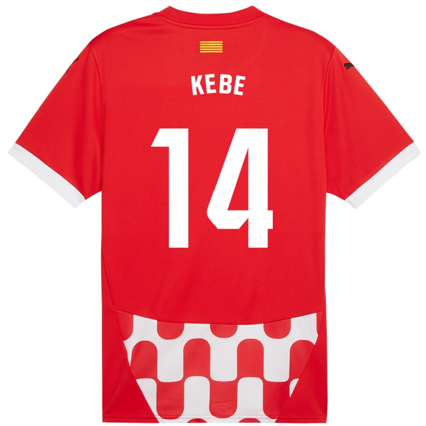 Niño Fútbol Camiseta Moussa Kébé #14 Rojo Blanco 1ª Equipación 2024/25 Perú