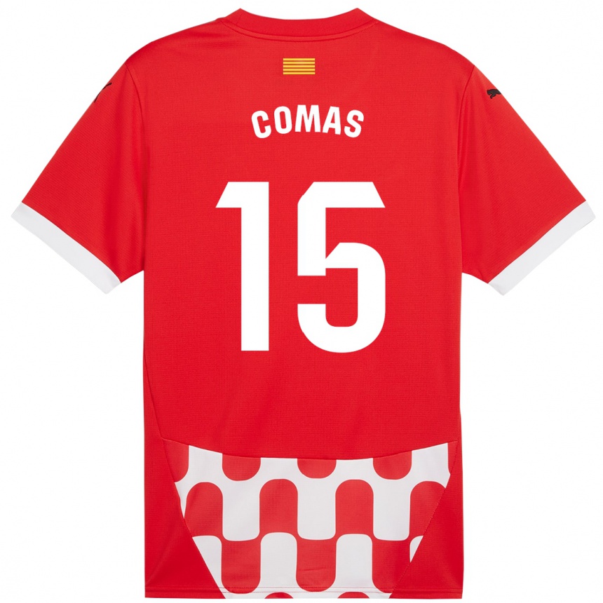 Niño Fútbol Camiseta Oriol Comas #15 Rojo Blanco 1ª Equipación 2024/25 Perú