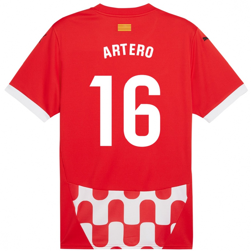 Niño Fútbol Camiseta Ricard Artero #16 Rojo Blanco 1ª Equipación 2024/25 Perú