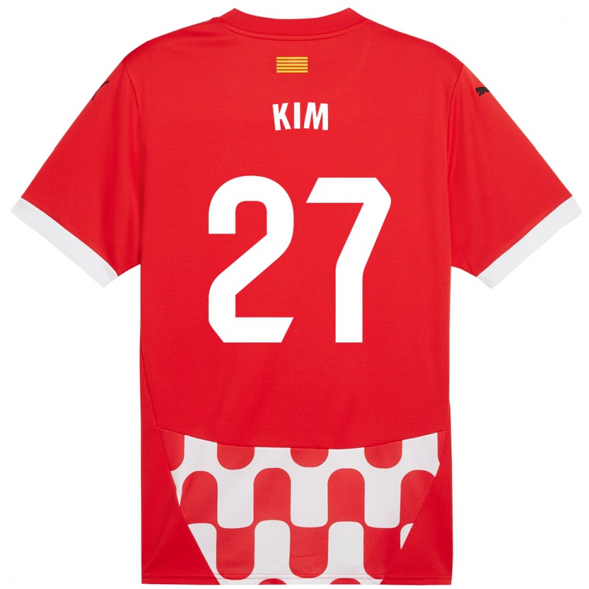 Niño Fútbol Camiseta Min-Su Kim #27 Rojo Blanco 1ª Equipación 2024/25 Perú