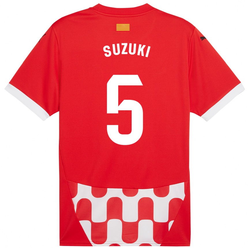 Niño Fútbol Camiseta Wadi Ibrahim Suzuki #5 Rojo Blanco 1ª Equipación 2024/25 Perú