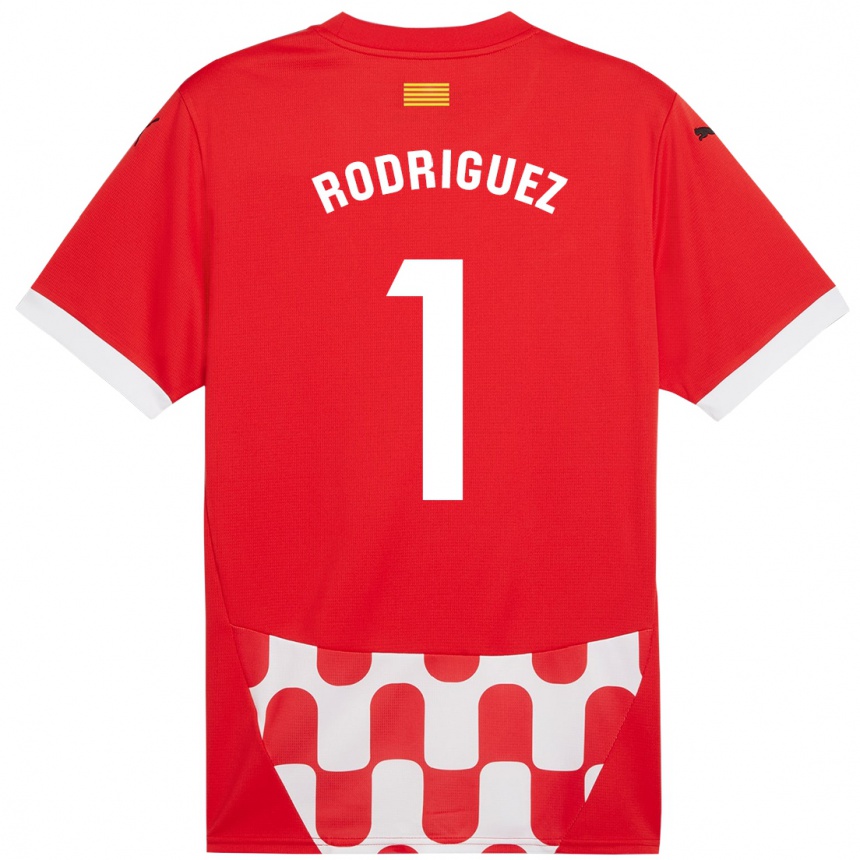 Niño Fútbol Camiseta Maria Rodríguez #1 Rojo Blanco 1ª Equipación 2024/25 Perú