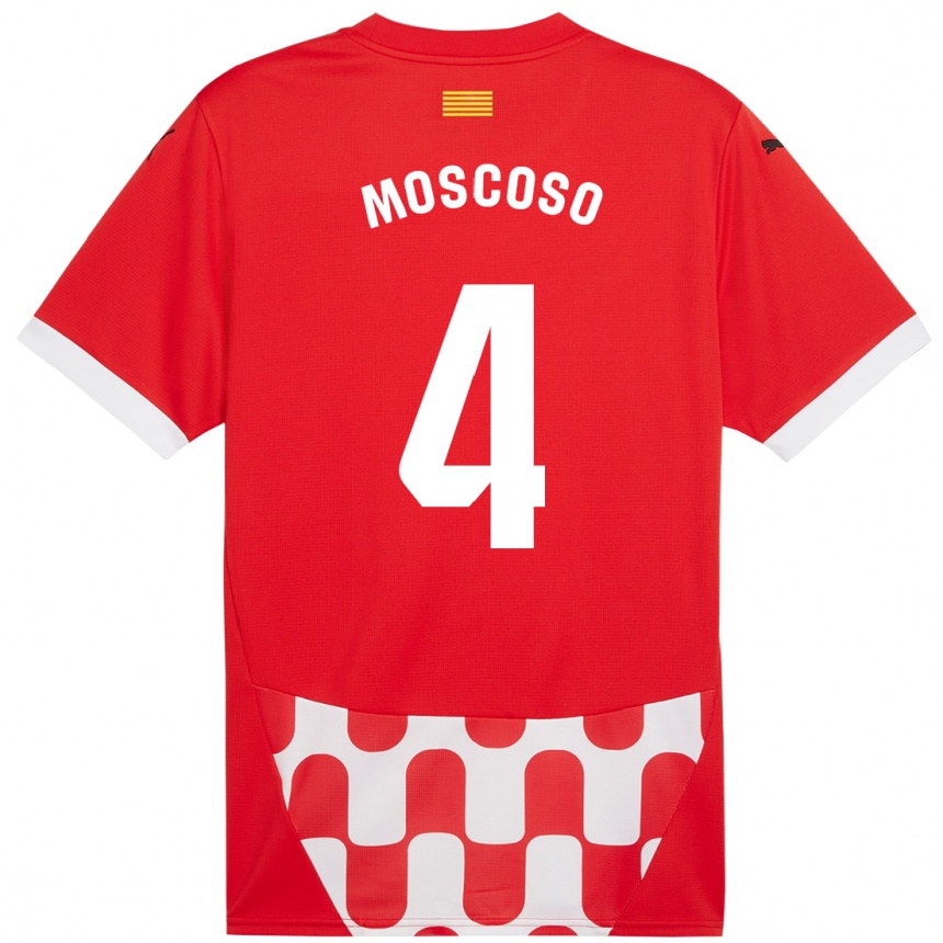 Niño Fútbol Camiseta Miriam Moscoso #4 Rojo Blanco 1ª Equipación 2024/25 Perú