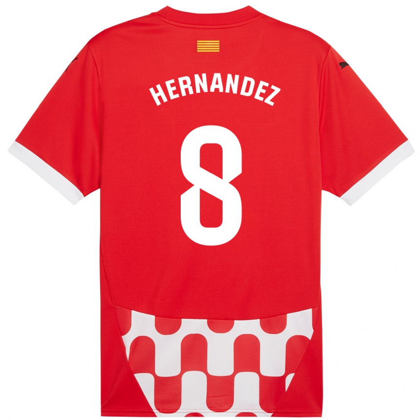 Niño Fútbol Camiseta Sofia Hernández #8 Rojo Blanco 1ª Equipación 2024/25 Perú