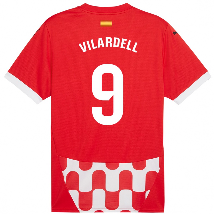 Niño Fútbol Camiseta Júlia Vilardell #9 Rojo Blanco 1ª Equipación 2024/25 Perú