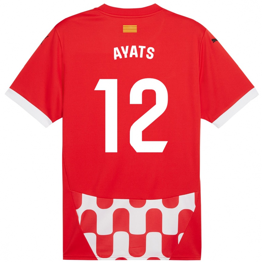 Niño Fútbol Camiseta Mònica Ayats #12 Rojo Blanco 1ª Equipación 2024/25 Perú