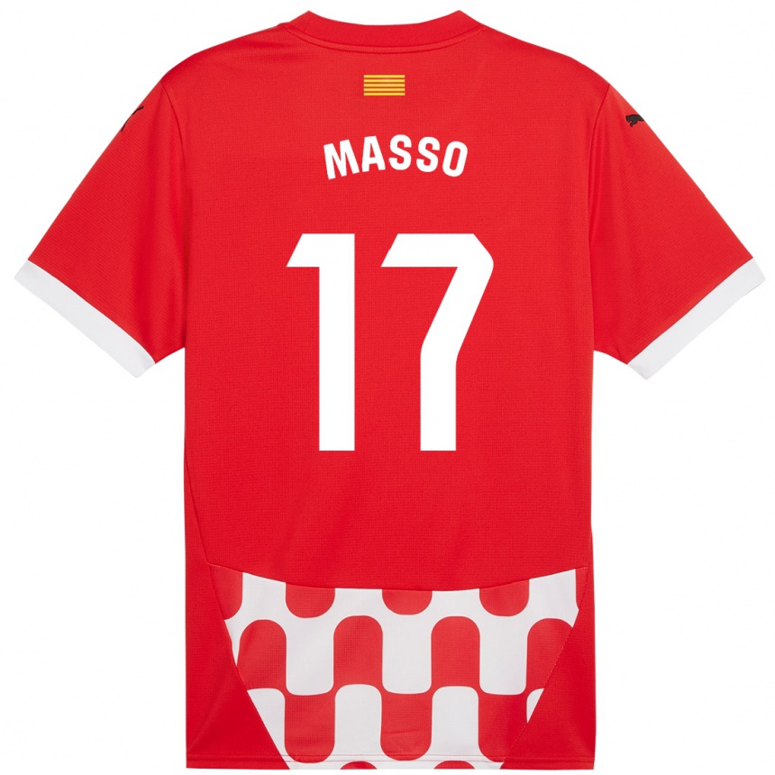 Niño Fútbol Camiseta Ainoa Massó #17 Rojo Blanco 1ª Equipación 2024/25 Perú