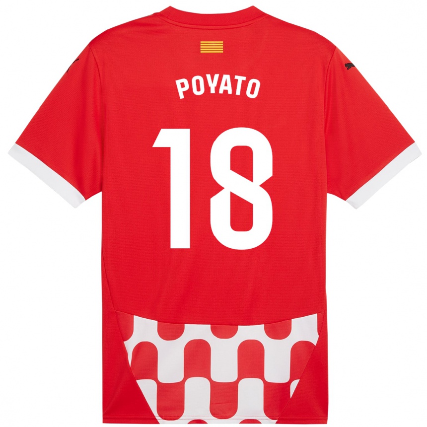 Niño Fútbol Camiseta Marina Poyato #18 Rojo Blanco 1ª Equipación 2024/25 Perú