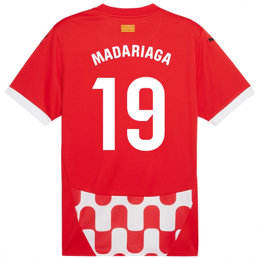 Niño Fútbol Camiseta Génesis Madariaga #19 Rojo Blanco 1ª Equipación 2024/25 Perú