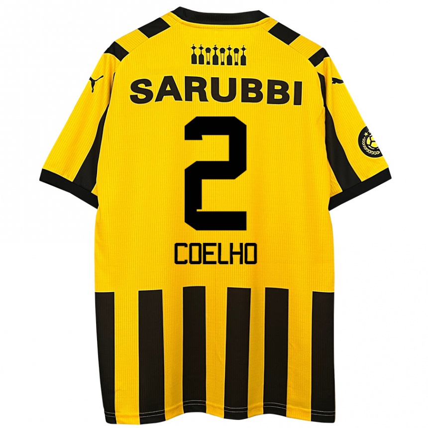 Niño Fútbol Camiseta Léo Coelho #2 Amarillo Negro 1ª Equipación 2024/25 Perú