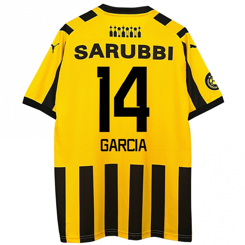 Niño Fútbol Camiseta Damián García #14 Amarillo Negro 1ª Equipación 2024/25 Perú