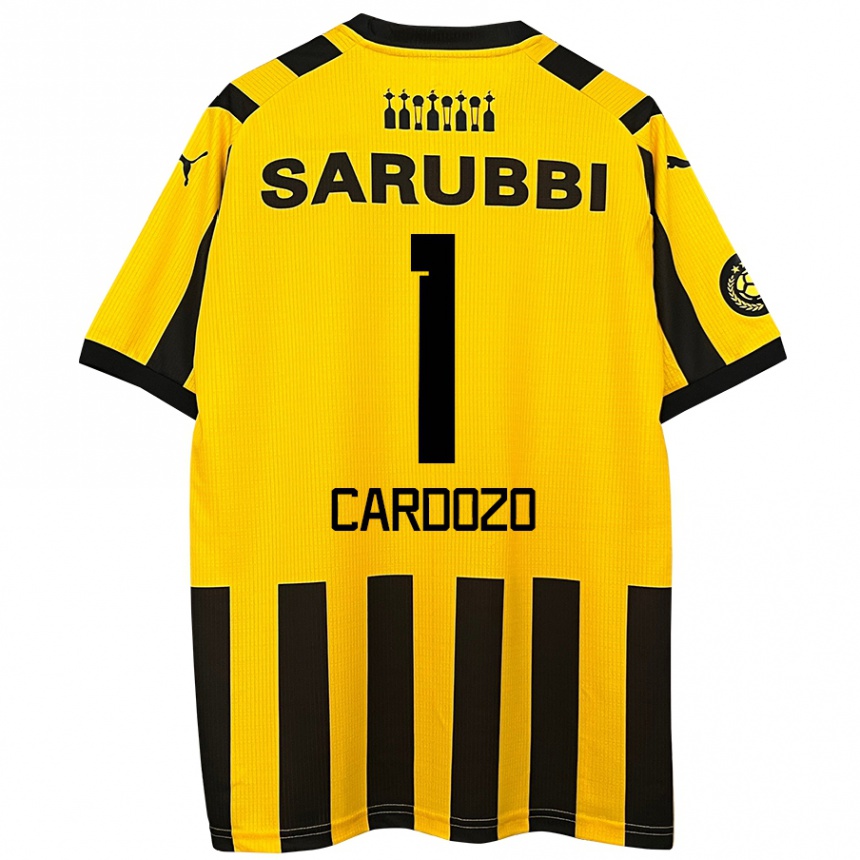 Niño Fútbol Camiseta Thiago Cardozo #1 Amarillo Negro 1ª Equipación 2024/25 Perú