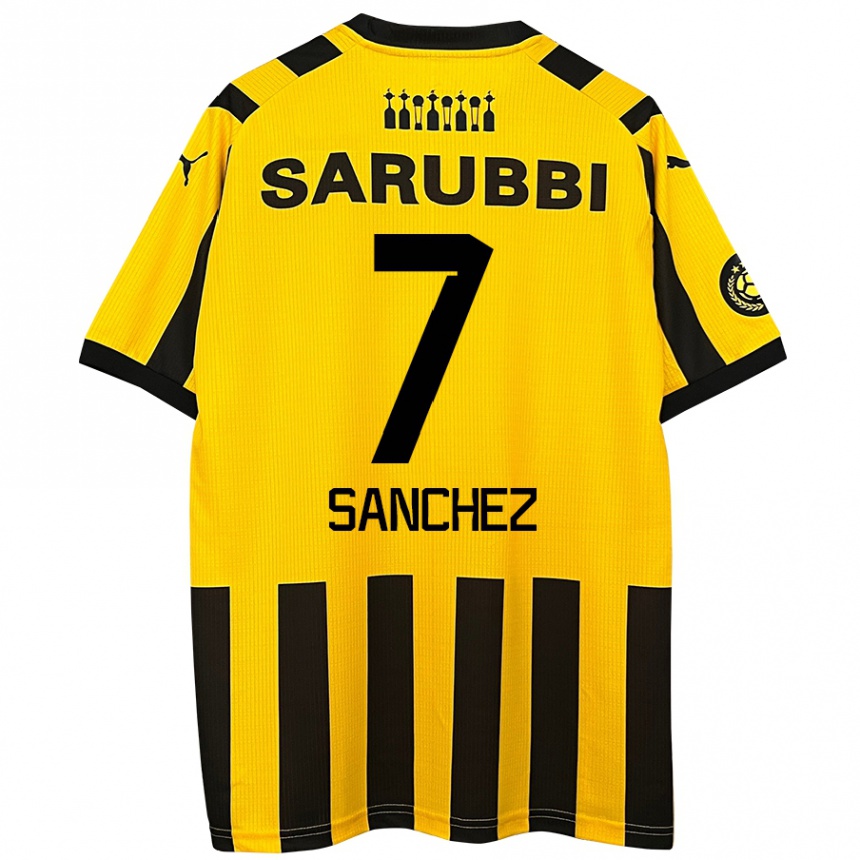 Niño Fútbol Camiseta Carlos Sánchez #7 Amarillo Negro 1ª Equipación 2024/25 Perú