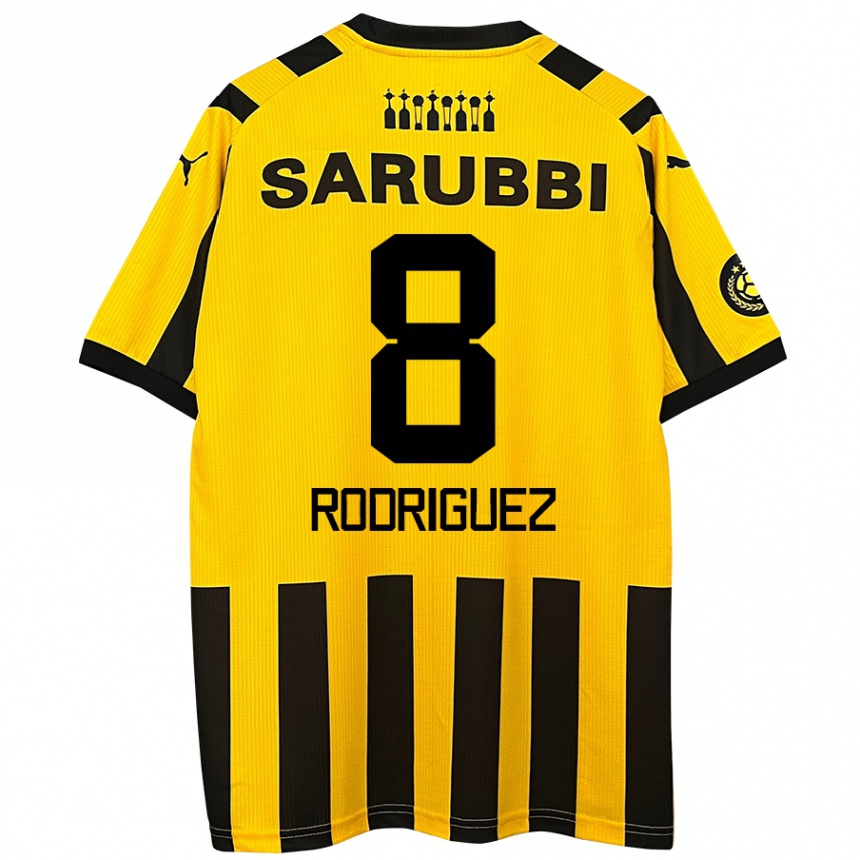 Niño Fútbol Camiseta Sebastián Rodríguez #8 Amarillo Negro 1ª Equipación 2024/25 Perú