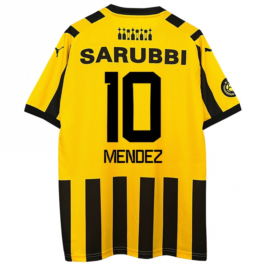 Niño Fútbol Camiseta Kevin Méndez #10 Amarillo Negro 1ª Equipación 2024/25 Perú