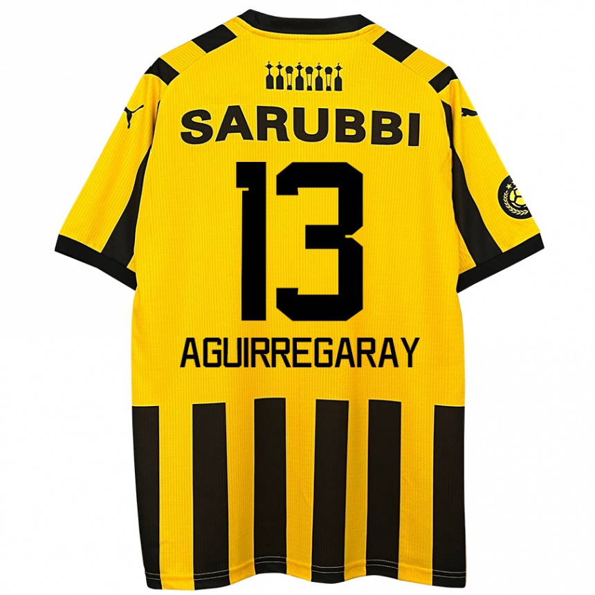 Niño Fútbol Camiseta Matías Aguirregaray #13 Amarillo Negro 1ª Equipación 2024/25 Perú