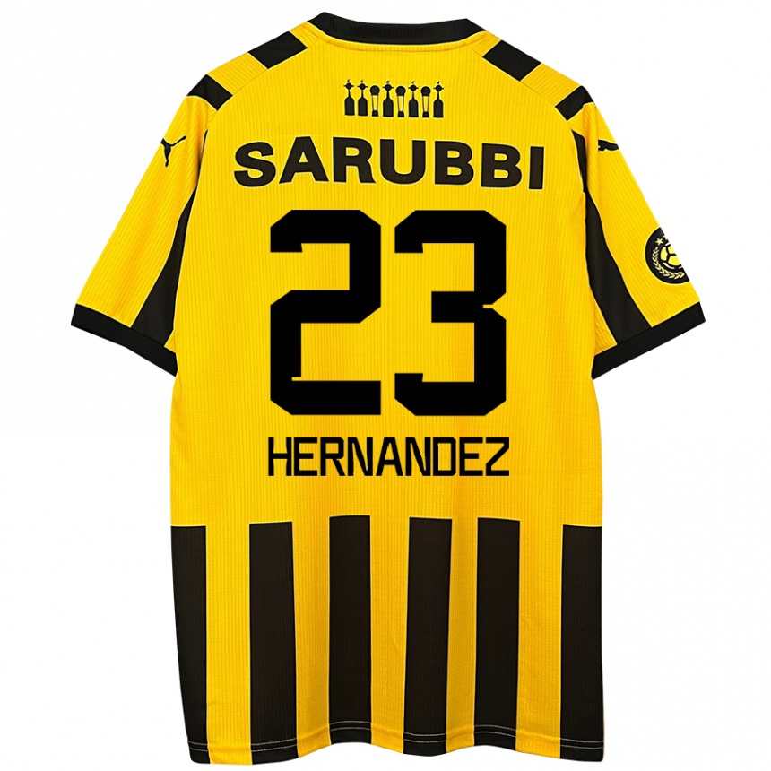 Niño Fútbol Camiseta Abel Hernández #23 Amarillo Negro 1ª Equipación 2024/25 Perú