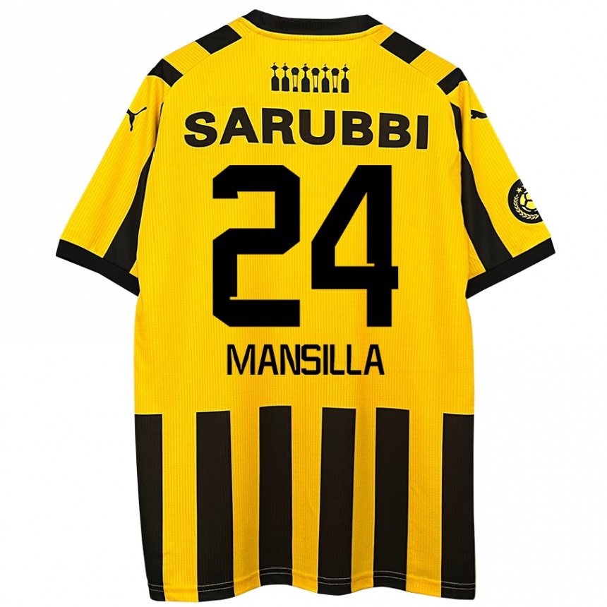 Niño Fútbol Camiseta Brian Mansilla #24 Amarillo Negro 1ª Equipación 2024/25 Perú