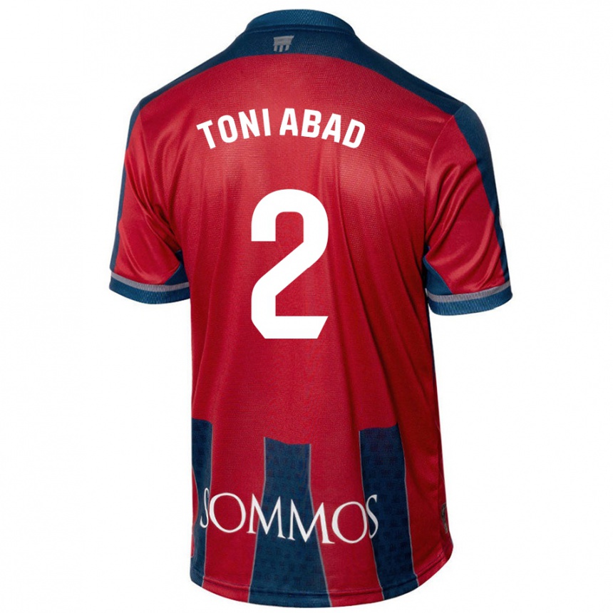 Niño Fútbol Camiseta Toni Abad #2 Rojo Azul 1ª Equipación 2024/25 Perú