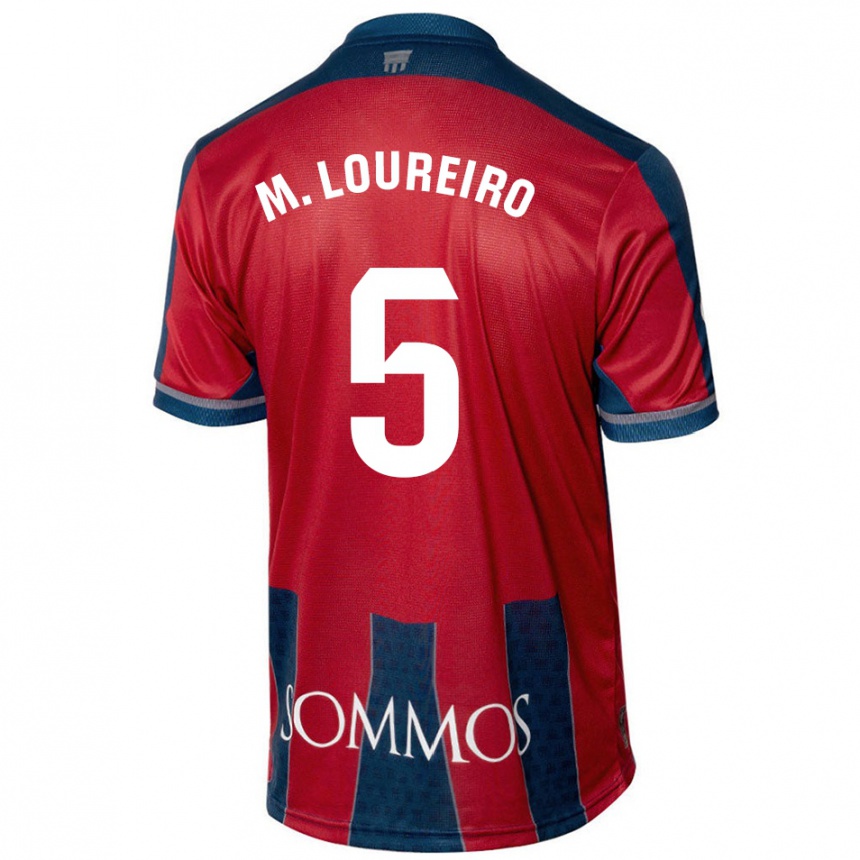 Niño Fútbol Camiseta Miguel Loureiro #5 Rojo Azul 1ª Equipación 2024/25 Perú