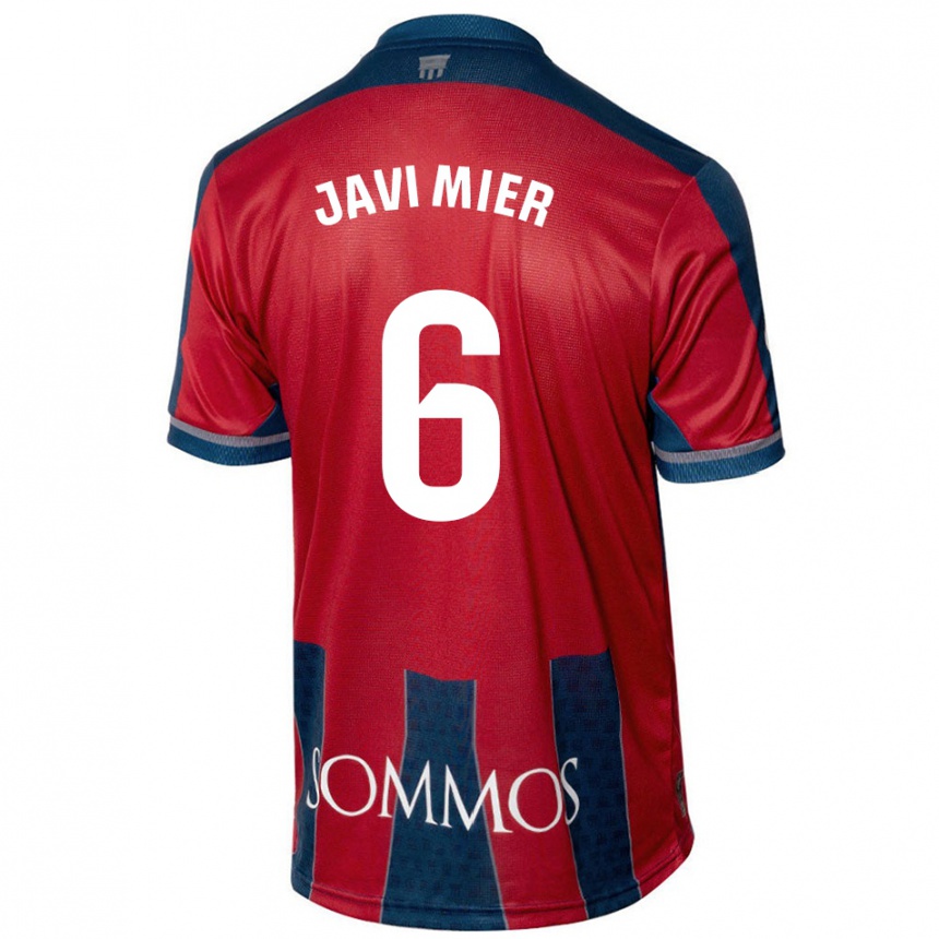 Niño Fútbol Camiseta Javi Mier #6 Rojo Azul 1ª Equipación 2024/25 Perú