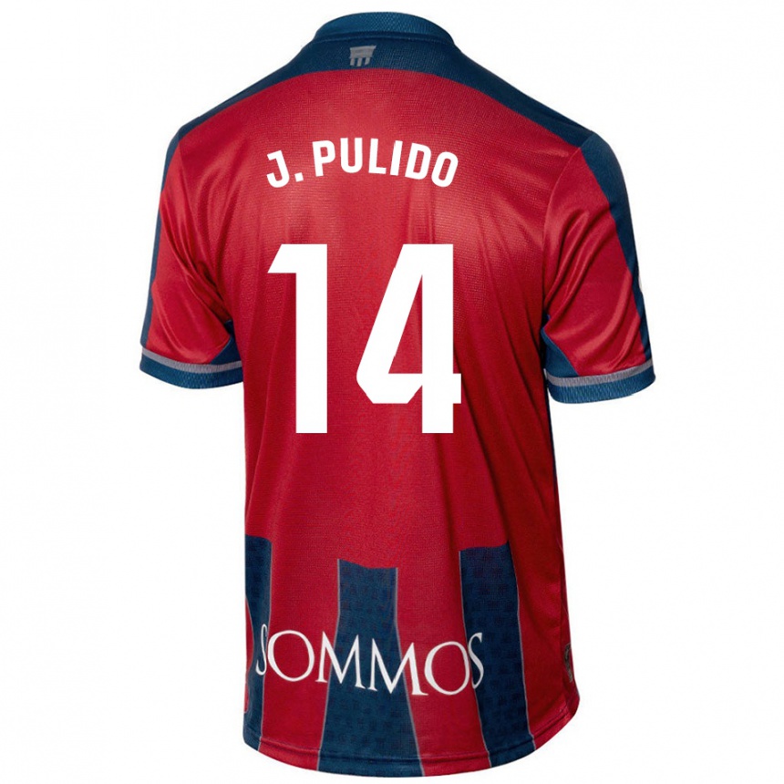 Niño Fútbol Camiseta Jorge Pulido #14 Rojo Azul 1ª Equipación 2024/25 Perú