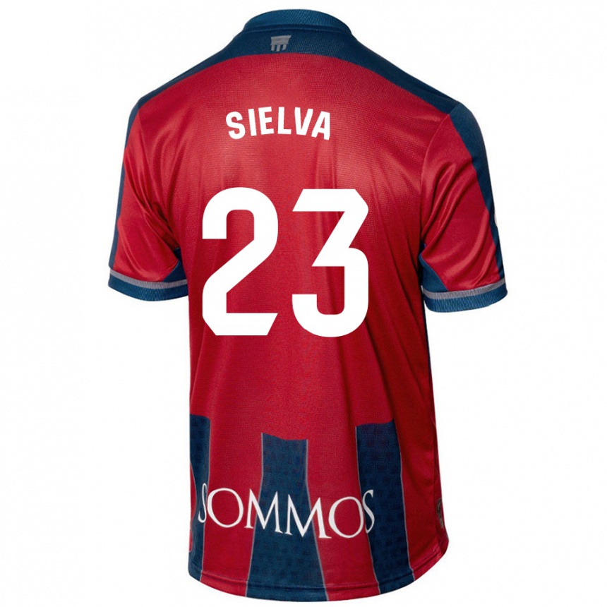 Niño Fútbol Camiseta Óscar Sielva #23 Rojo Azul 1ª Equipación 2024/25 Perú