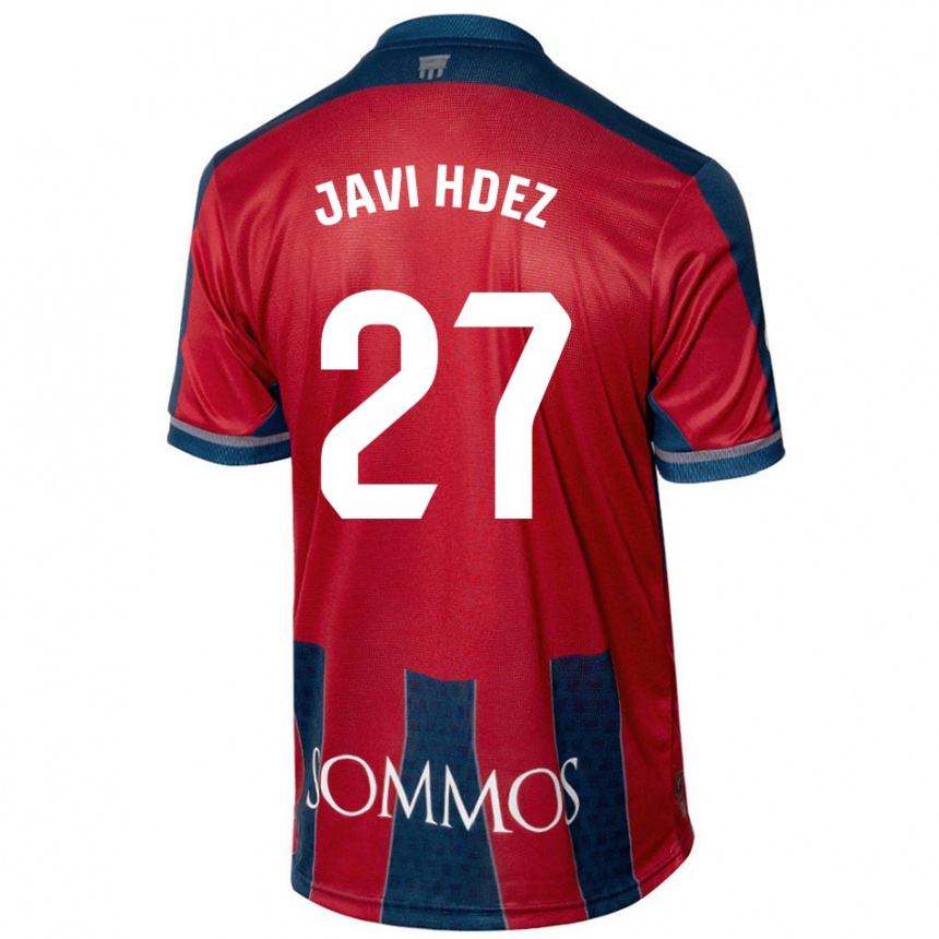 Niño Fútbol Camiseta Javi Hernández #27 Rojo Azul 1ª Equipación 2024/25 Perú