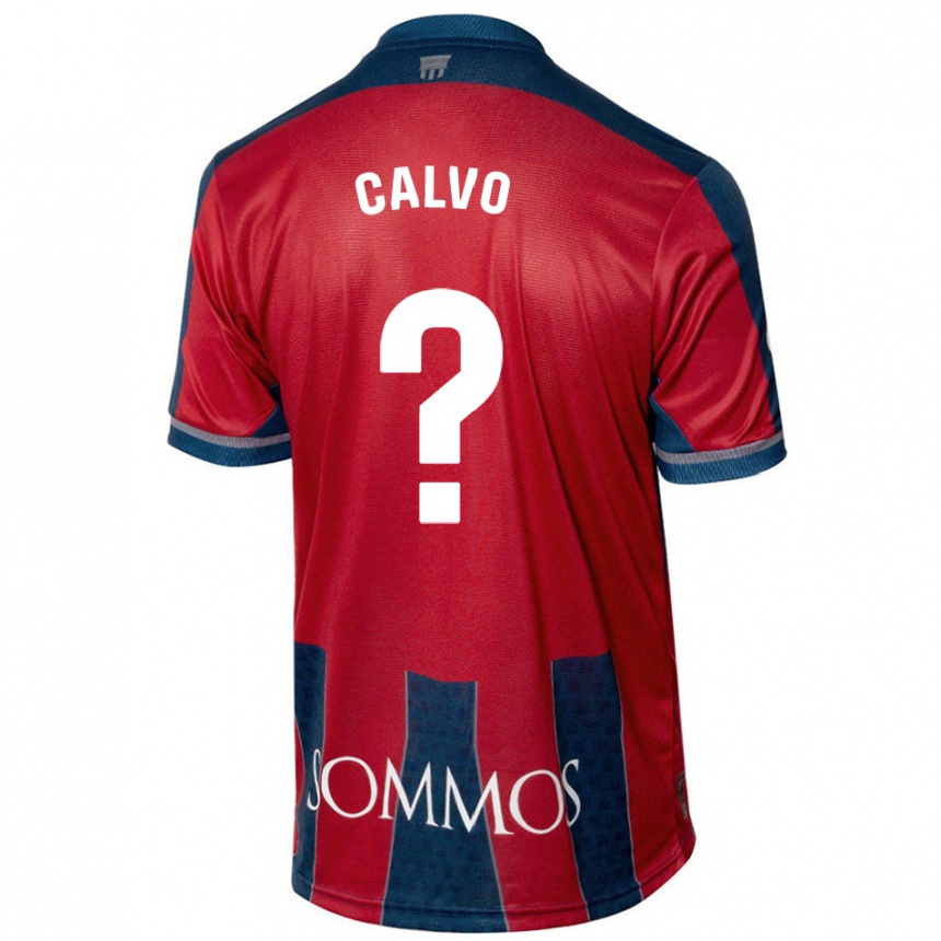 Niño Fútbol Camiseta Álex Calvo #0 Rojo Azul 1ª Equipación 2024/25 Perú