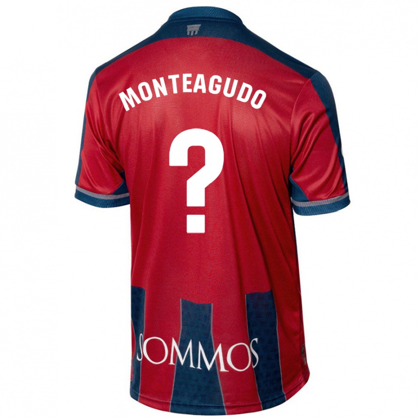 Niño Fútbol Camiseta Miguel Monteagudo #0 Rojo Azul 1ª Equipación 2024/25 Perú