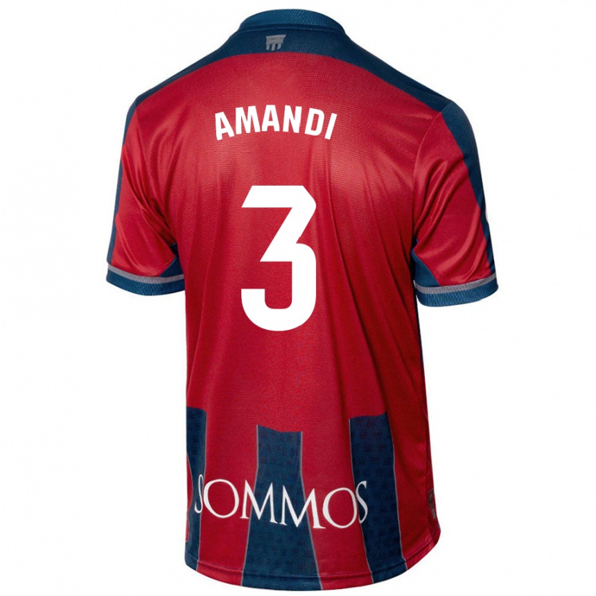 Niño Fútbol Camiseta Iván Amandi #3 Rojo Azul 1ª Equipación 2024/25 Perú