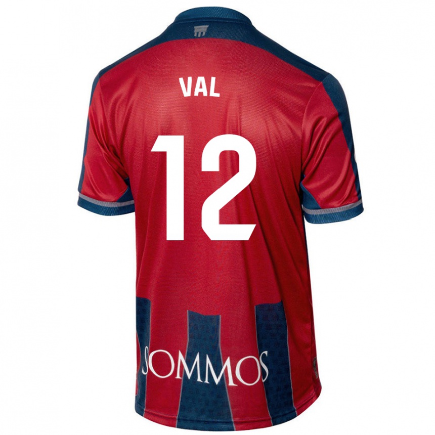 Niño Fútbol Camiseta Ángel Val #12 Rojo Azul 1ª Equipación 2024/25 Perú