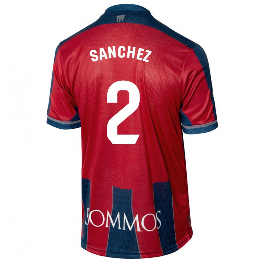 Niño Fútbol Camiseta Paz Sánchez #2 Rojo Azul 1ª Equipación 2024/25 Perú