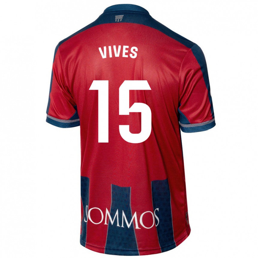 Niño Fútbol Camiseta Helena Vives #15 Rojo Azul 1ª Equipación 2024/25 Perú