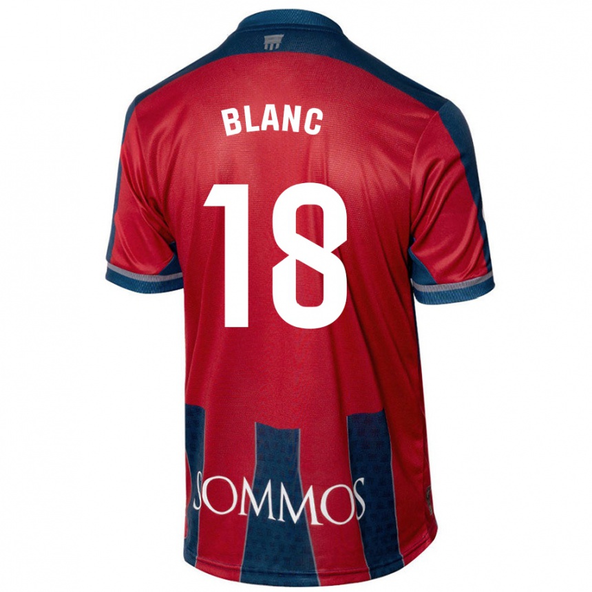 Niño Fútbol Camiseta Laia Blanc #18 Rojo Azul 1ª Equipación 2024/25 Perú