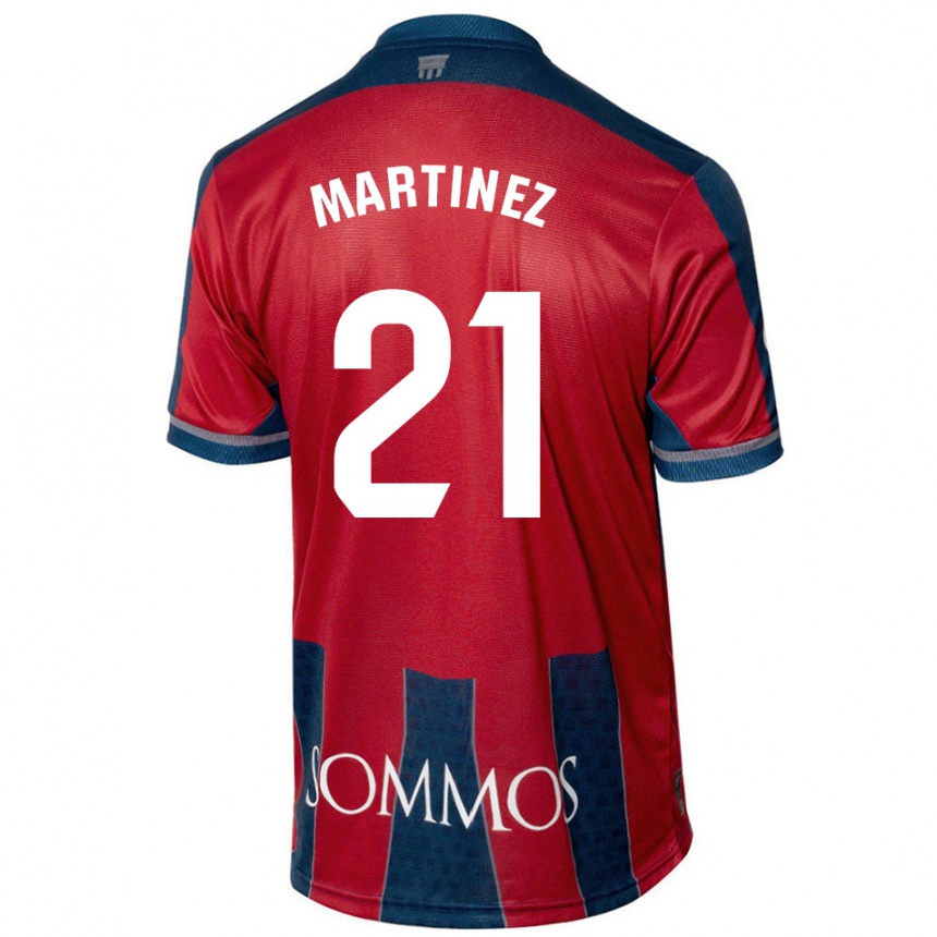 Niño Fútbol Camiseta Alejandra Martínez #21 Rojo Azul 1ª Equipación 2024/25 Perú