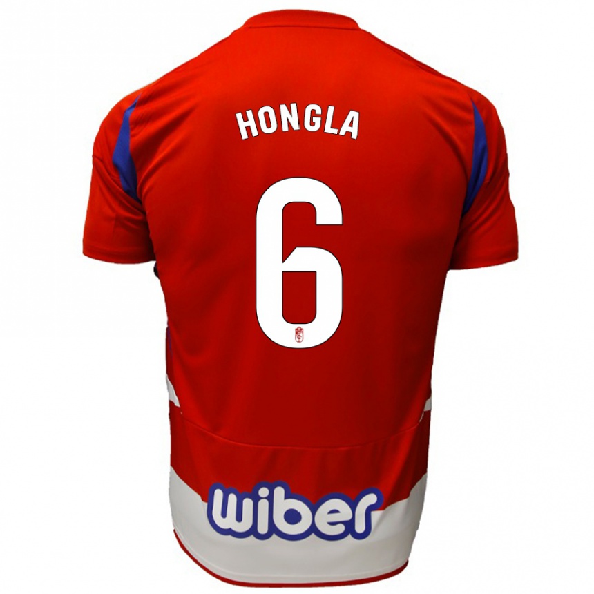 Niño Fútbol Camiseta Martin Hongla #6 Rojo Blanco Azul 1ª Equipación 2024/25 Perú