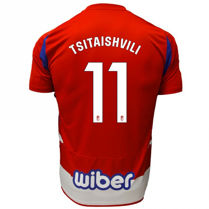 Niño Fútbol Camiseta Georgiy Tsitaishvili #11 Rojo Blanco Azul 1ª Equipación 2024/25 Perú