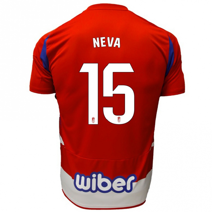 Niño Fútbol Camiseta Carlos Neva #15 Rojo Blanco Azul 1ª Equipación 2024/25 Perú